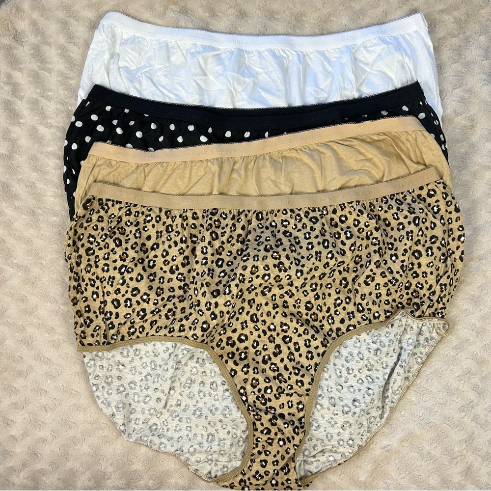 Comfort Choice Cotton Brief Underwear Size 11 Leopard Print Black White Dots